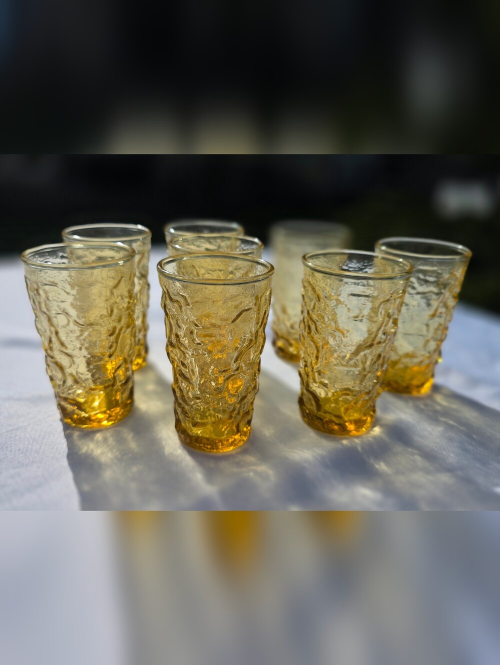 Vintage Anchor Hocking Lido Milano Honey Gold Juice Glasses Set of 8